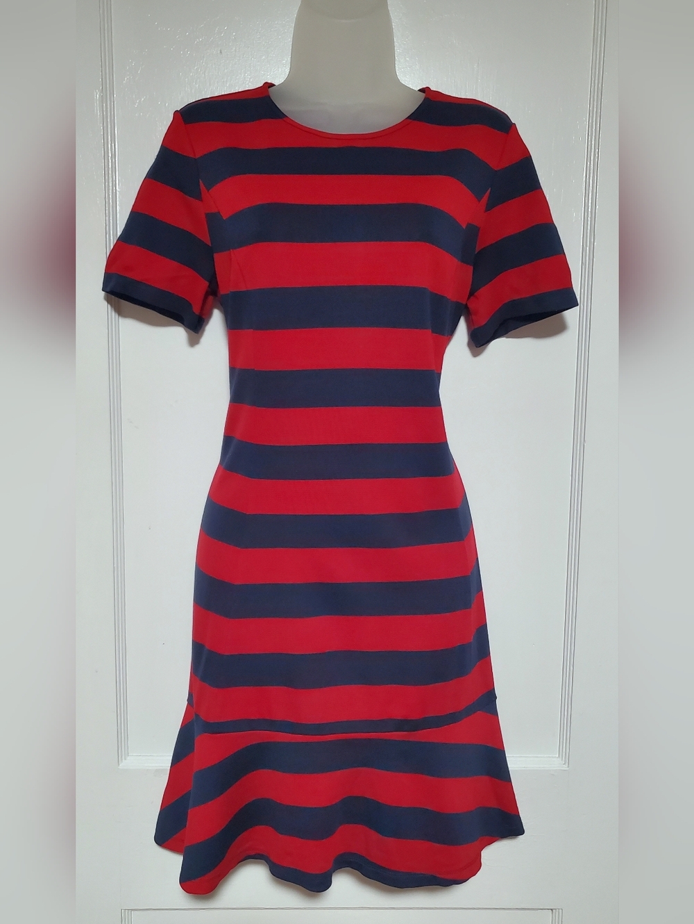🆕️ MICHAEL Michael Kors Red and Navy Striped Mini Dress, Sz M